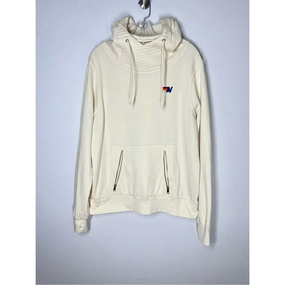 Aviator Nation Unisex Ninja Pullover Hoodie Vintage White Sz XL